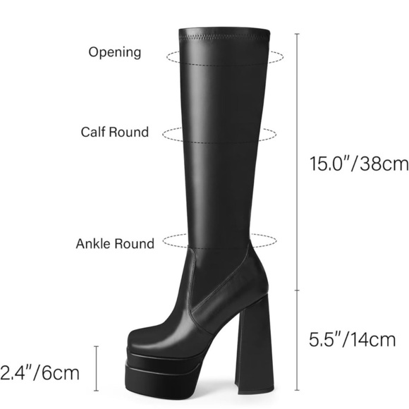 wetkiss Stacked Platform Knee High Boots for Women With High Chunky Heel Gogo 8 - Picture 3 of 14